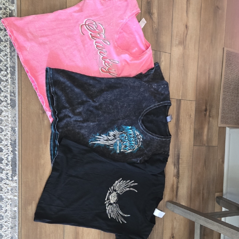 Harley-Davidson Womens Tees - Pink, Black, and Gray